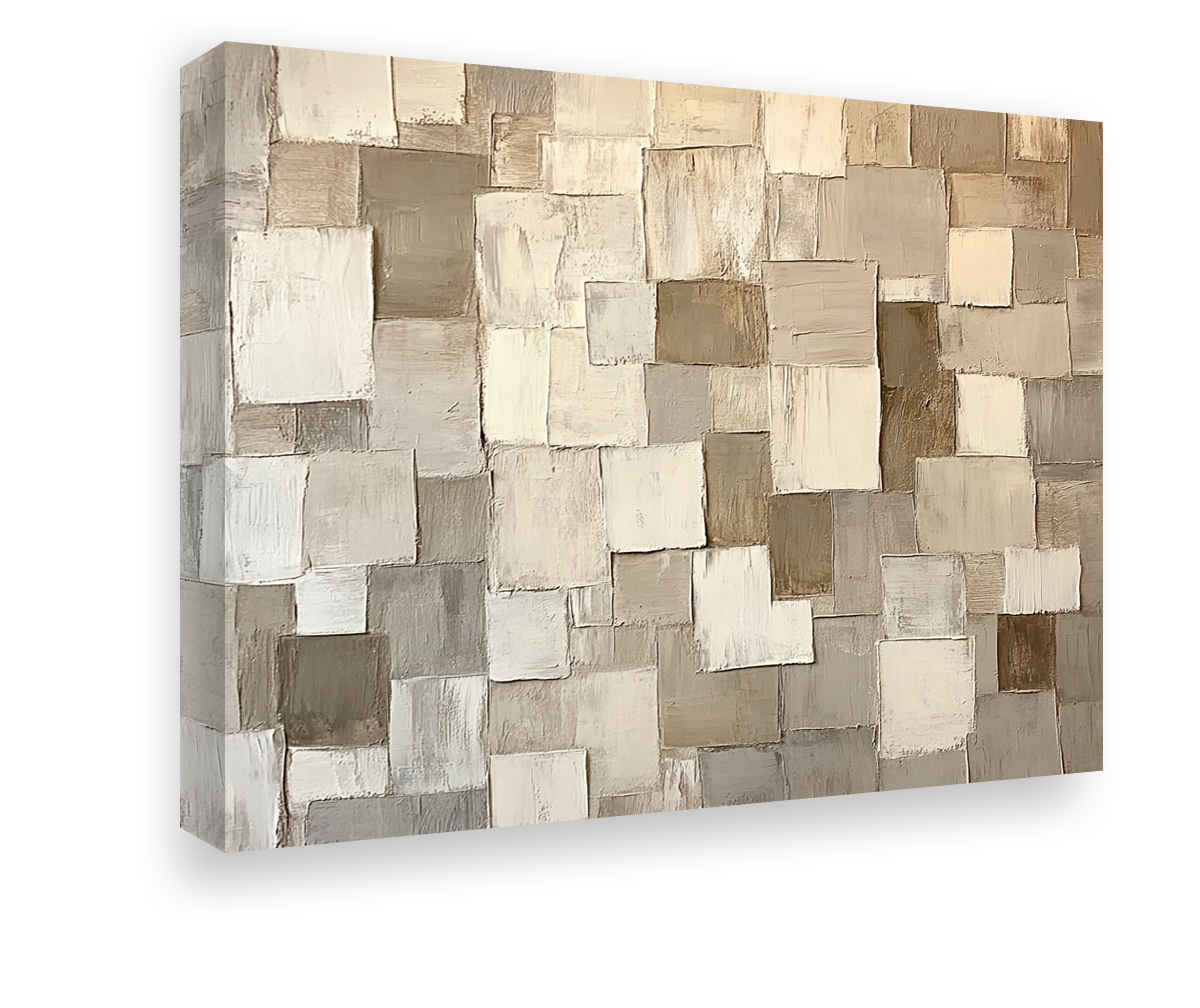Neutral Mosaic: Abstract Square Composition