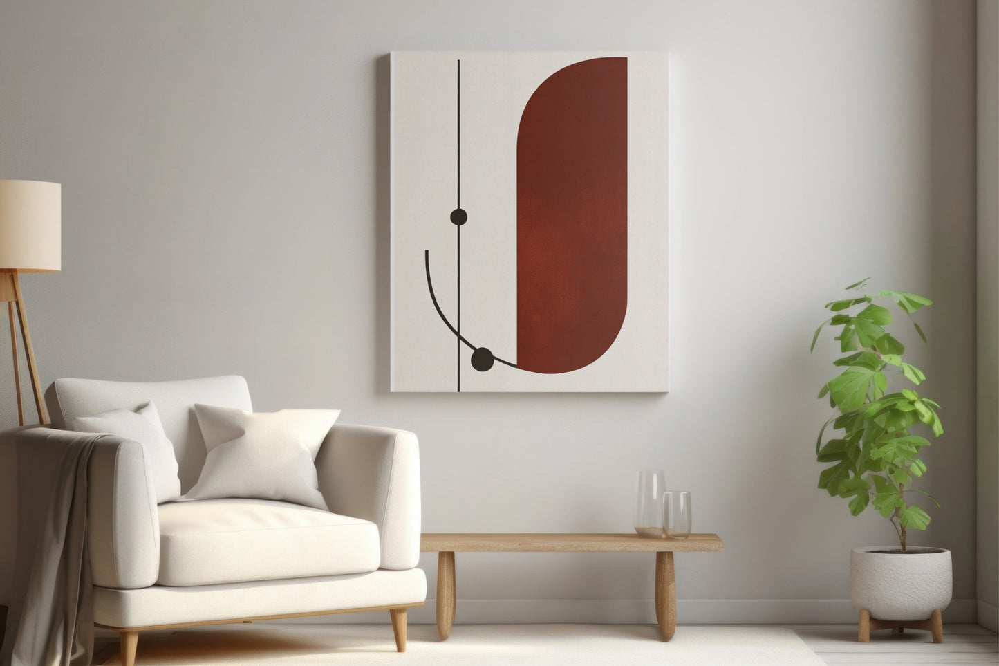 Abstract Geometric Forms in Red and Black