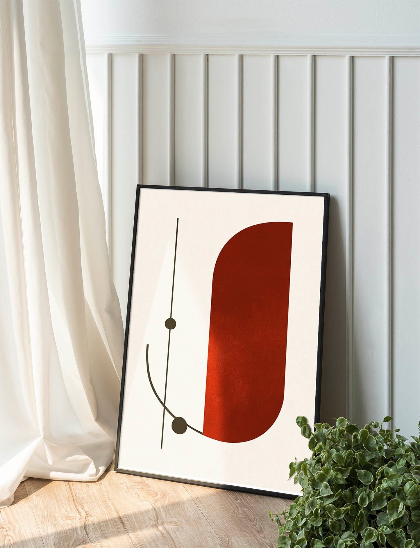 Abstract Geometric Forms in Red and Black