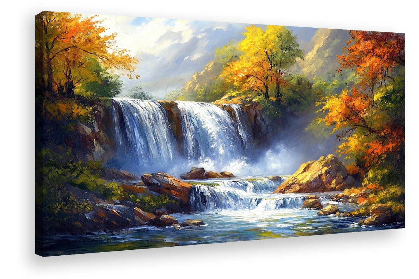 Autumn Cascade: Waterfall in the Mountains