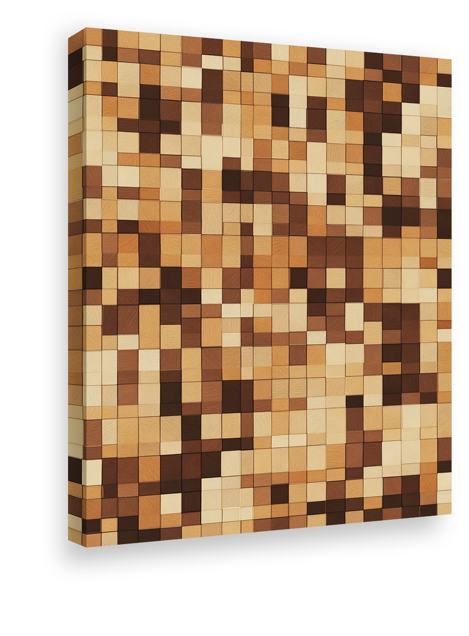 Pixelated Wooden Block Wall: Minecraft-Inspired Architectural Art