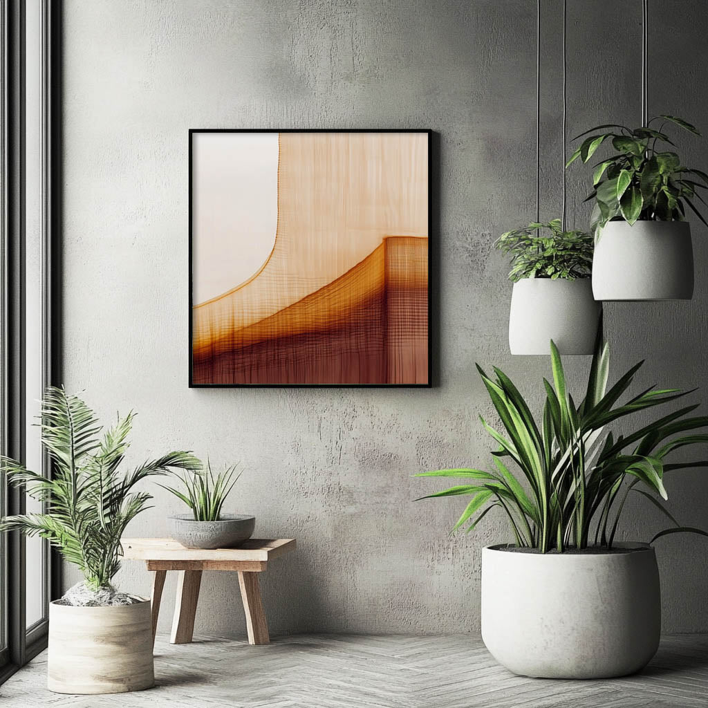 Serene Flow: Abstract Brown and Beige Gradient Art