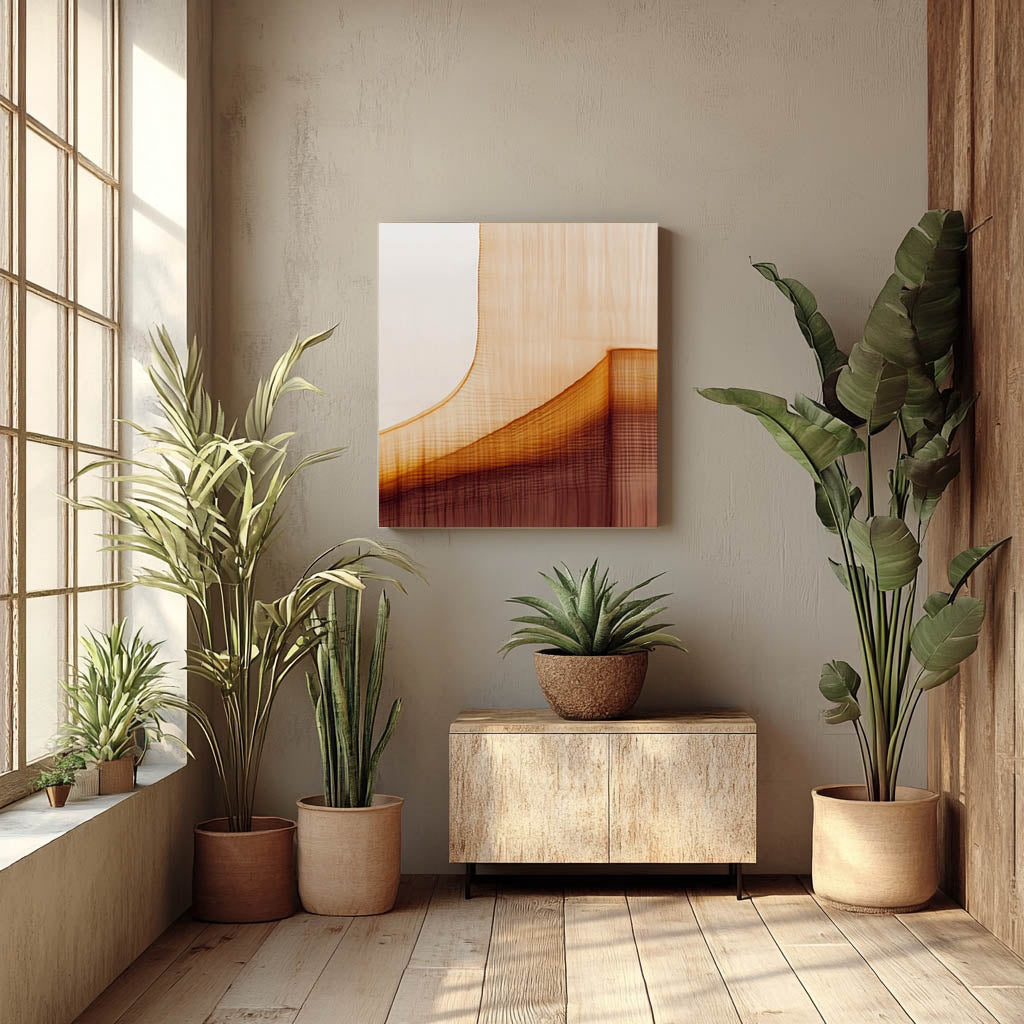 Serene Flow: Abstract Brown and Beige Gradient Art