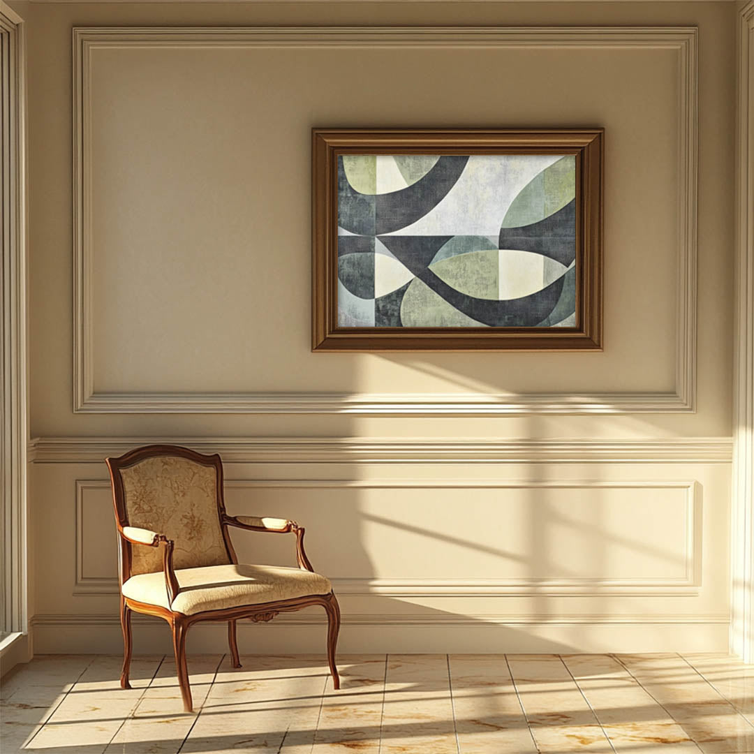 Modern Elegance: Sage Green and Gray Geometric Art