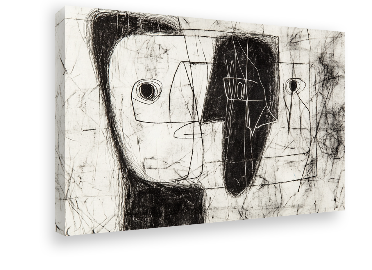 Dual Perspectives: Black and White Abstract Faces in Picasso's Style